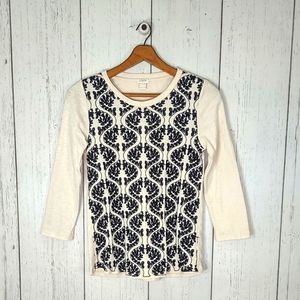 J. Crew Factory Embroidered 3/4 Sleeve Shirt XS